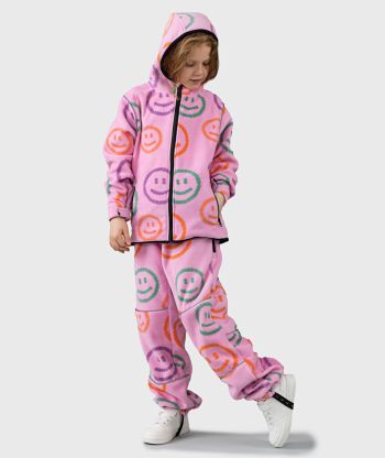 SET - Polar Fleece Pants And Hoodie Smiley Flower