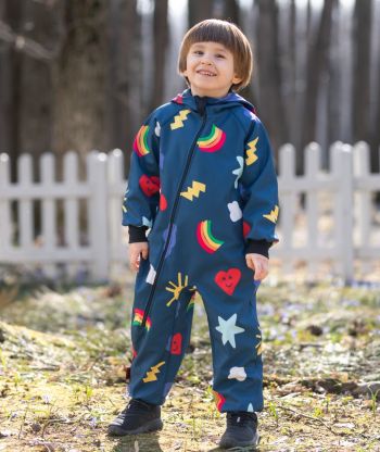 Waterproof Softshell Overall Comfy Smiley Hearts Jumpsuit