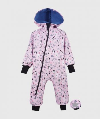 Waterproof Softshell Overall Comfy Arctic Animals Pink Jumpsuit