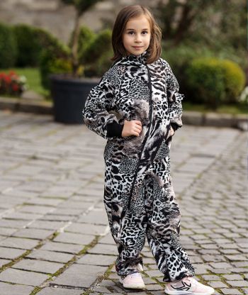 Waterproof Softshell Overall Comfy Grey Animal Print Jumpsuit