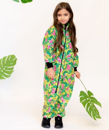 Waterproof Softshell Overall Comfy Tropical Flowers Bodysuit
