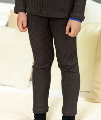 Ribbed-Knit Pants Dark Brown