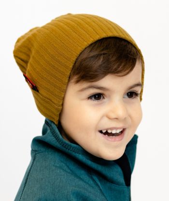 Ribbed-Knit Beanie Ocher Yellow